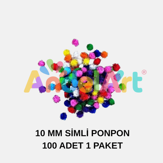 Simli Ponpon 10 mm 100'lü Paket Karışık Renk