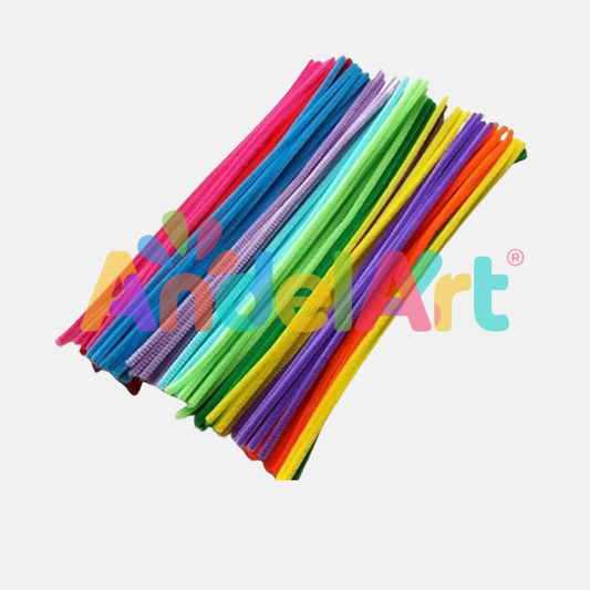 100’lü Ekonomik Renkli Şönil - 30 cm Tüylü Esnek Tel Çubuklar