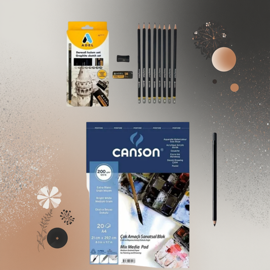 1557 Mix Media A4 20yp 200gr Spiralli Çok Amaçlı Çizim Resim Defteri Seti