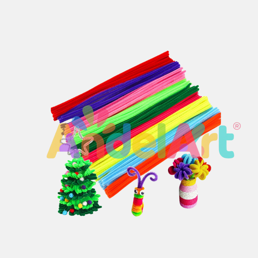 60’lı Renkli Tüylü Şönil Seti - 30 cm Esnek Tel Çubuklar