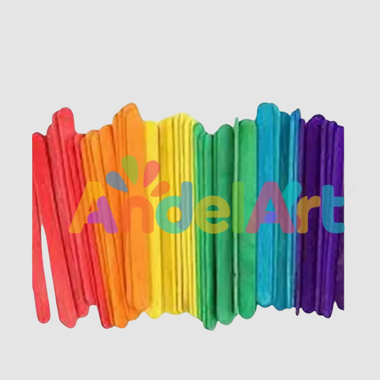 Renkli Dar Dil Çubuğu 100 Adet - Ahşap Hobi Çubuğu