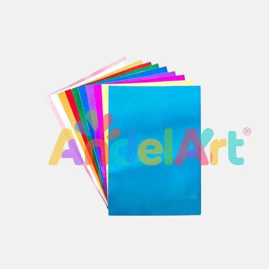 A4 Metalik Aynalı Fon Kartonu 10 Renk 1 Paket - Pırıltılı Folyo