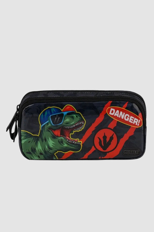 Kalem Çantası Çift Bölmeli Danger Dino Siyah