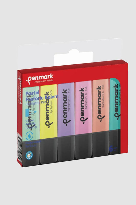 Penmark Fosforlu Kalem 6'lı Karışık Renk Pastel - HS 505 6P
