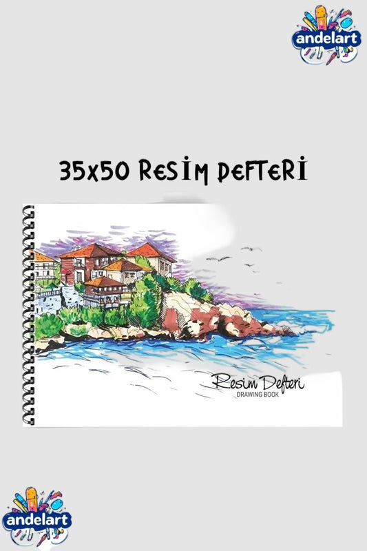 35x50 Spiralli Karton Kapak 15 Yaprak Resim Defteri 1 Adet