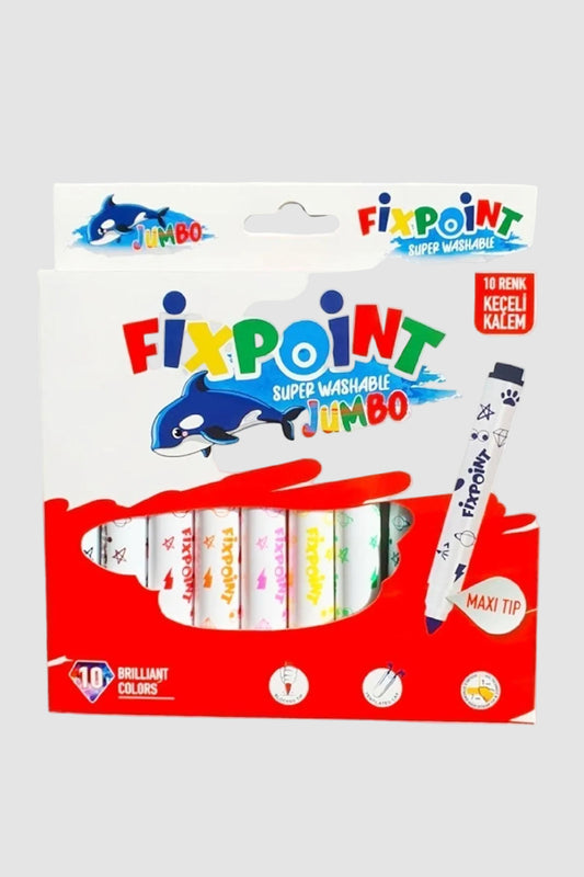 Fixpoint Jumbo Maxi Süper Yıkanabilir Keçeli Kalem 10 Renk