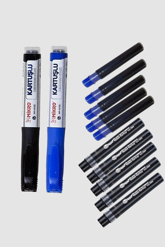 Mikro Tahta Kalemi Kartuşlu 2 Renk ve 10 Yedek Kartuş