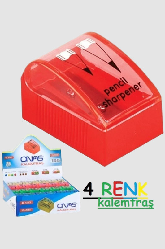 Onas 4 Adet Kalemtraş Çiftli Ve Kapaklı - Karışık Renk Seti