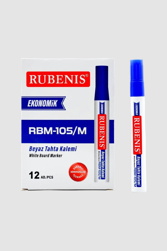 Rubenis Ekonomik Beyaz Tahta Kalemi Mavi 12 Adet - Toplu Paket