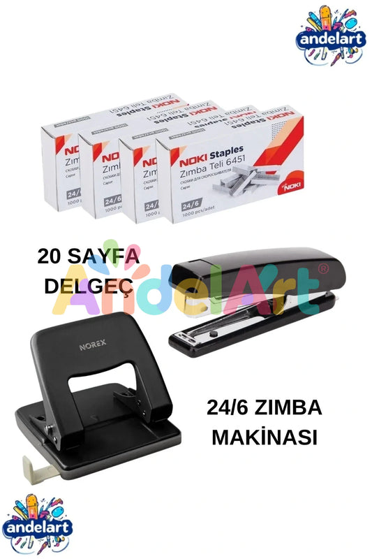 Norex Metal Delgeç ve Zımba Makinası Seti 4 Parça