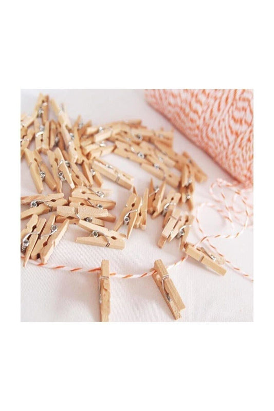 Küçük Ahşap Fotoğraf Not Tutucu Mini Mandal 10 Adet - Hobi Tasarım