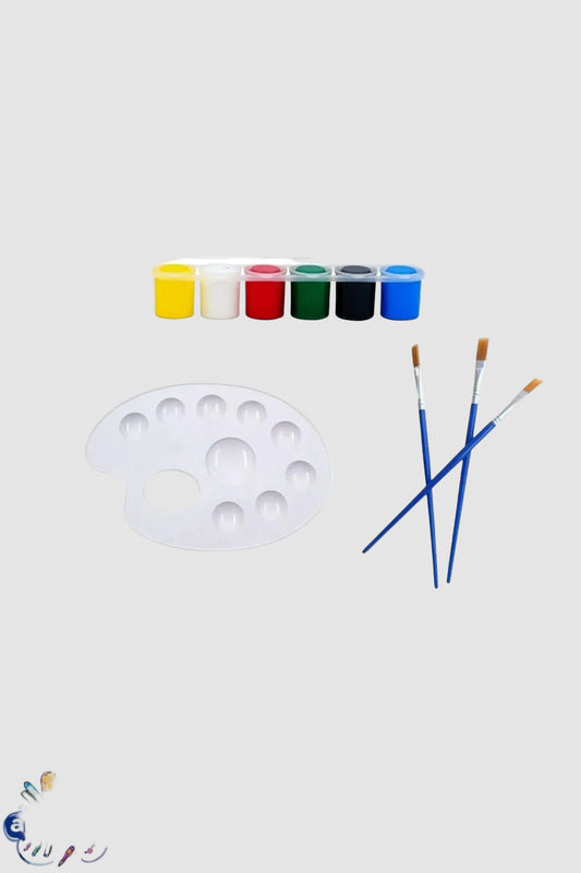 3 Adet Fırça + Akrilik Boya + Palet Seti