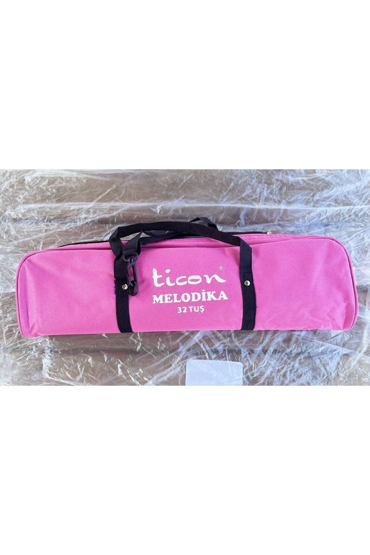 Ticon Melodika 32 Tuşlu Çantalı Pembe - Taşıma Kulplu Bez Çantalı