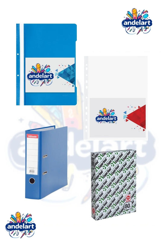 Mavi Büro Klasörü Telli Dosya ve Poşet Dosya Seti