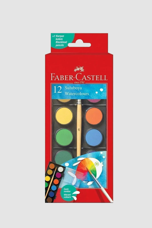 Faber Castell Sulu Boya Seti 12 Renk - Parlak ve Canlı Renkler