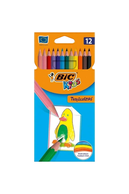 Bic Tropicolors 12 Renk Kuru Boya Kalemi - Dayanıklı ve Esnek Uç