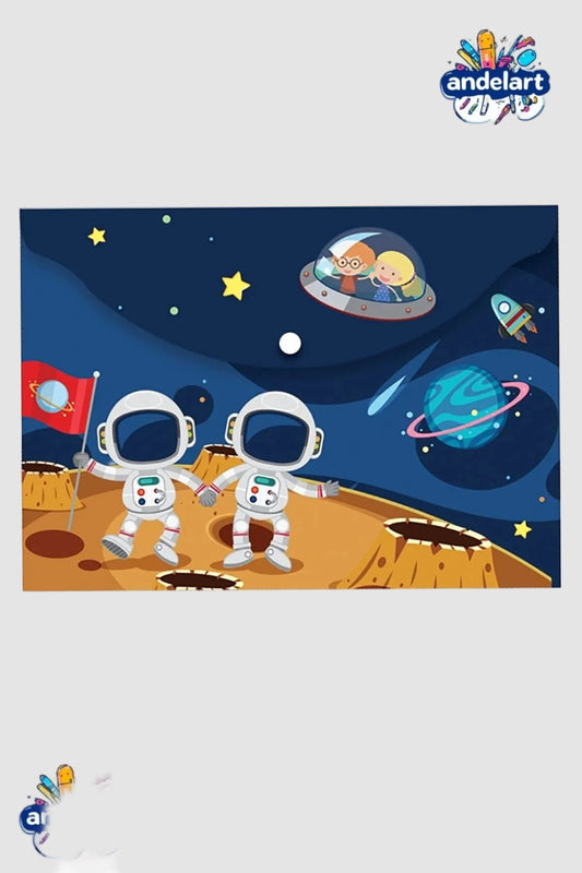 A4 Baskılı Çıtçıtlı Dosya Erkek Desen Uzay