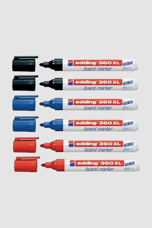 Edding 360 XL Beyaz Tahta Kalemi 6'lı Set (2 Siyah, 2 Kırmızı, 2 Mavi)