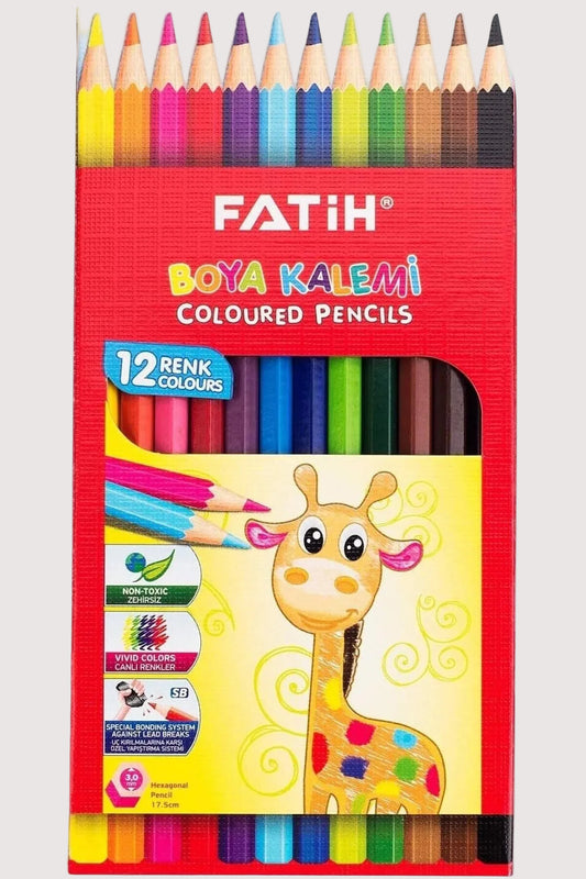 Fatih 12 Renk Kuru Boya Kalemi - Karton Kutu