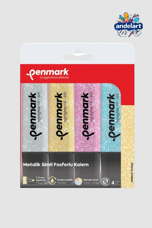 Penmark Metalik Fosforlu Kalem 4 Adet - Karışık