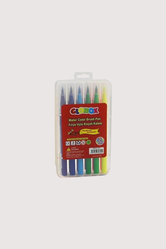 Globox Keçeli Kalem Fırça Uçlu 12 Renk - Kaligrafi ve Boyama Seti