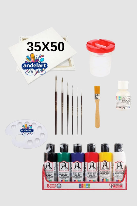 35x50 Tuval Akrilik Boya ve Fırça Seti - Full Paket