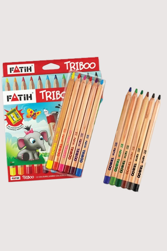 Fatih Kuru Boya Natural Üçgen Jumbo Triboo Tam Boy 12 Renk