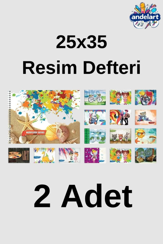 Resim Defteri Spiralli Karton Kapak 15 Yaprak 25x35 cm 2 Adet