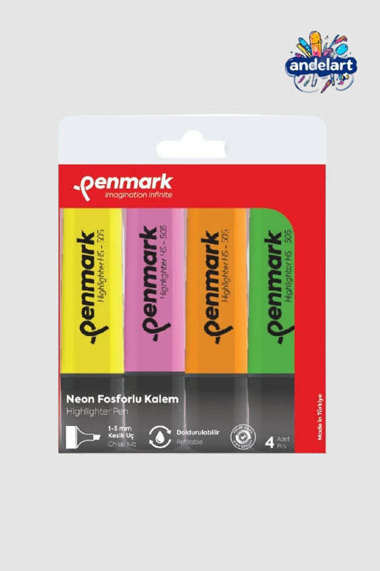 Penmark Neon Fosforlu Kalem 4 Adet - Karışık Renk