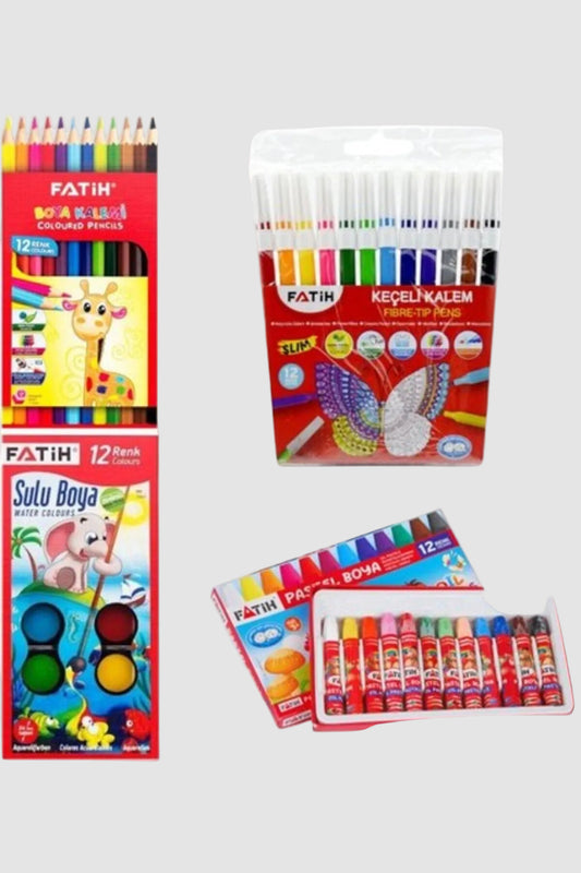 Fatih Öğrenci Boya Seti (Kuru-Sulu-Pastel Boya ve Keçeli Kalem)