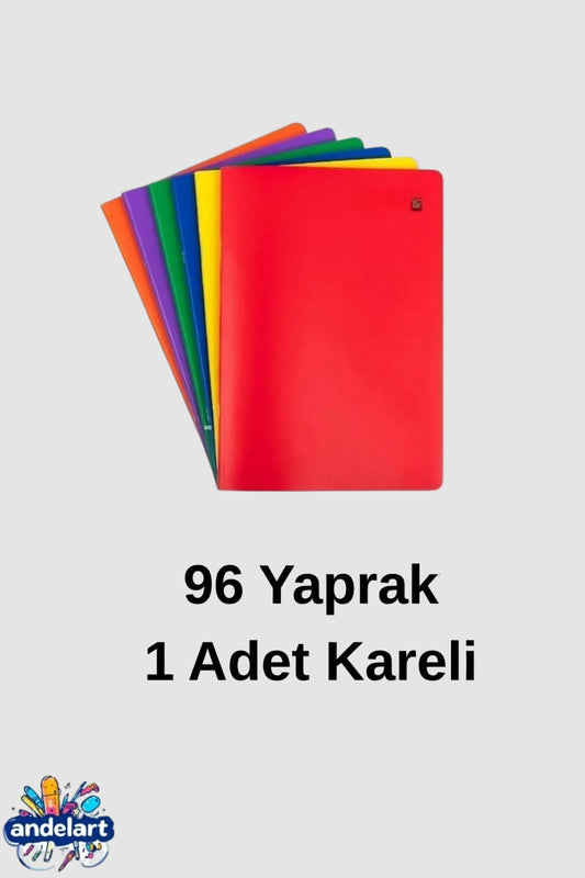 A4 96 Yaprak 1 Adet Plastik Kapak Defter Kareli