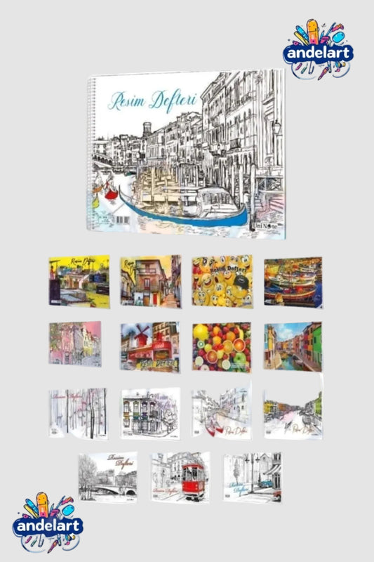 15 Yaprak Resim Defteri Orta Boy Spiralli Karton Kapak 23 X 35 cm 1 Adet