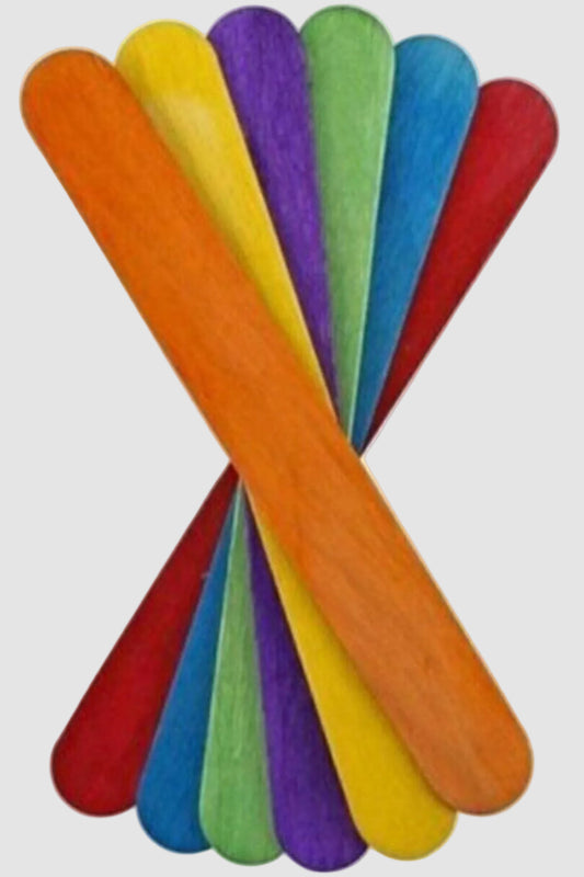 Bons Renkli Geniş Ahşap Çubuk 50 Adet - Eğitici Hobi Çubuğu