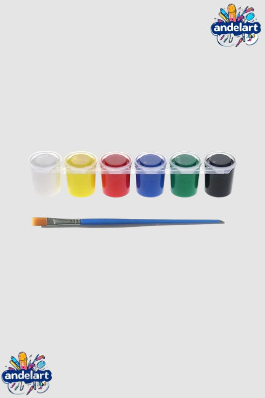 6'lı Akrilik Şerit Boya Seti Fırça Dahil