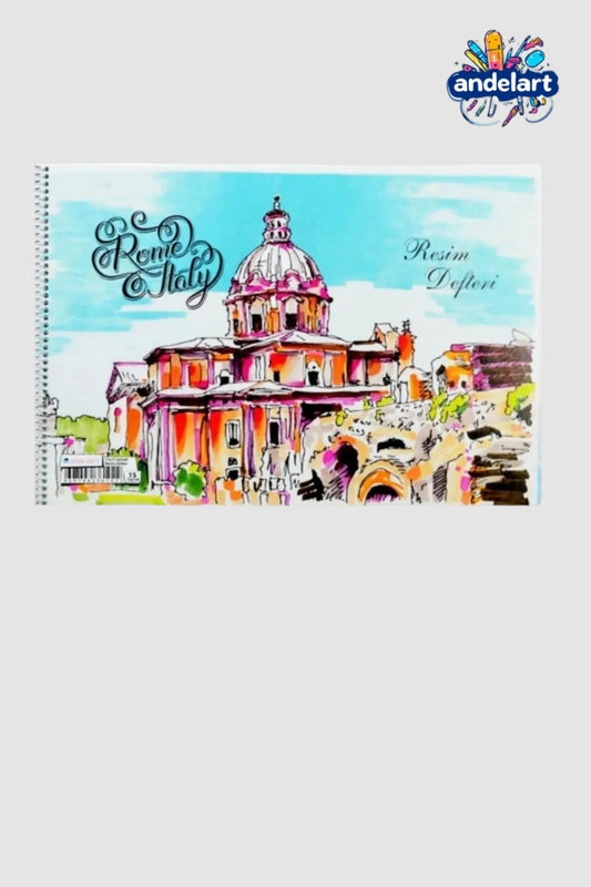 17x24 Spiralli Karton Kapak 15 Yaprak Resim Defteri 1 Adet