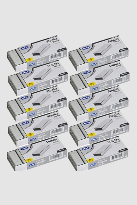 Mas Zımba Teli No:10 Beyaz 140 10'lu Set - Ekonomik Ofis Paketi