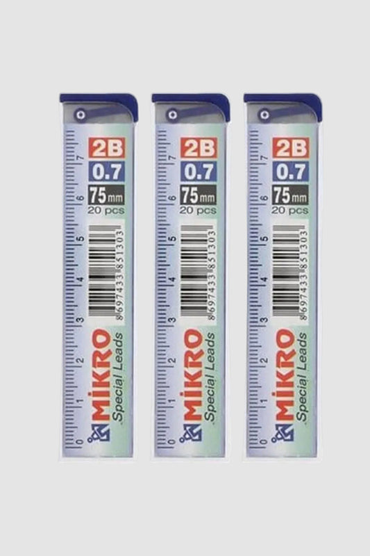 Mikro Min 0.7mm 2B 75mm Cetvelli Kalem Ucu 3 Adet - Ekonomik Set