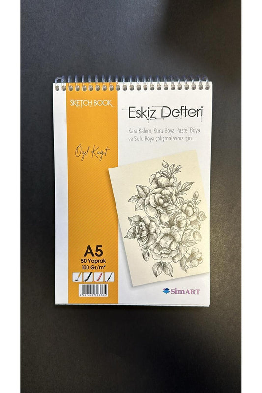 Südor Eskiz Defteri Sim Art A5 Spiralli 100 Gram 50 Yaprak Çizim Defteri