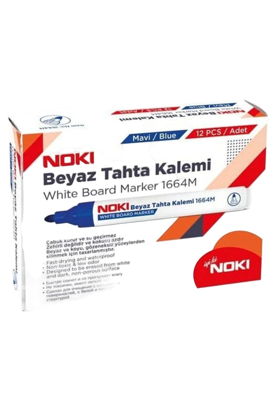 Noki Doldurulabilir Beyaz Tahta Kalemi Mavi 12 Adet - Toplu Paket