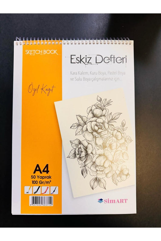 Südor Eskiz Defteri Sim Art A4 100 Gram 50 Yaprak Spiralli Çizim Defteri