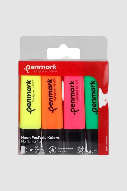 Penmark Fosforlu Kalem 4'lü Karışık Renk Neon - HS 505 4N