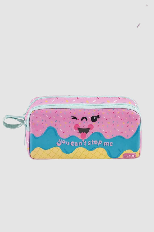 Kalem Çantası Çift Bölmeli Pink Ice Cream Pembe