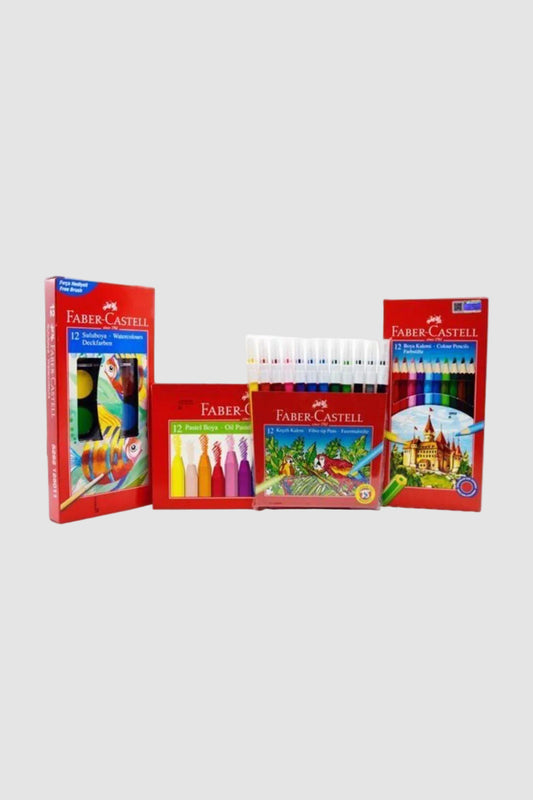 Faber Castell 4'lü Boyama Seti - Kuru, Sulu, Keçeli ve Pastel Paket