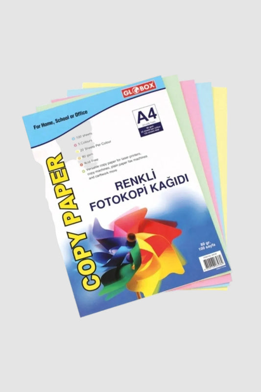 Globox A4 Renkli Fotokopi Kağıdı Karışık 100'lü - Canlı Renk Paketi