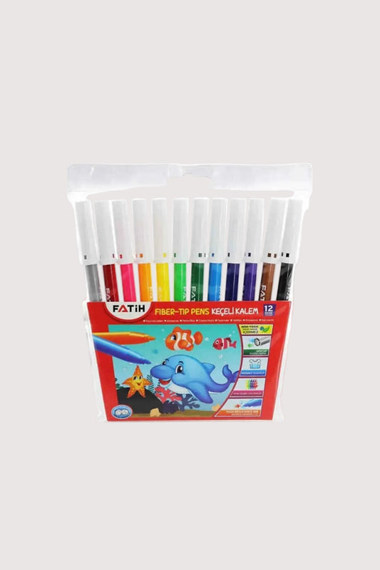 Fatih 12'li Keçeli Boya Kalemi - Canlı ve Uzun Ömürlü Boyama