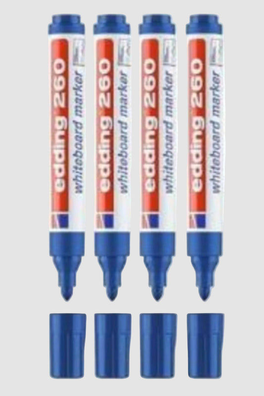 Edding 260 Beyaz Yazı Tahtası Kalemi 4 Adet Mavi - Profesyonel Set