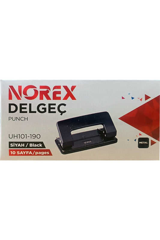 Norex 10 Sayfa Kapasiteli Siyah Metal Delgeç - Dayanıklı ve Ergonomik
