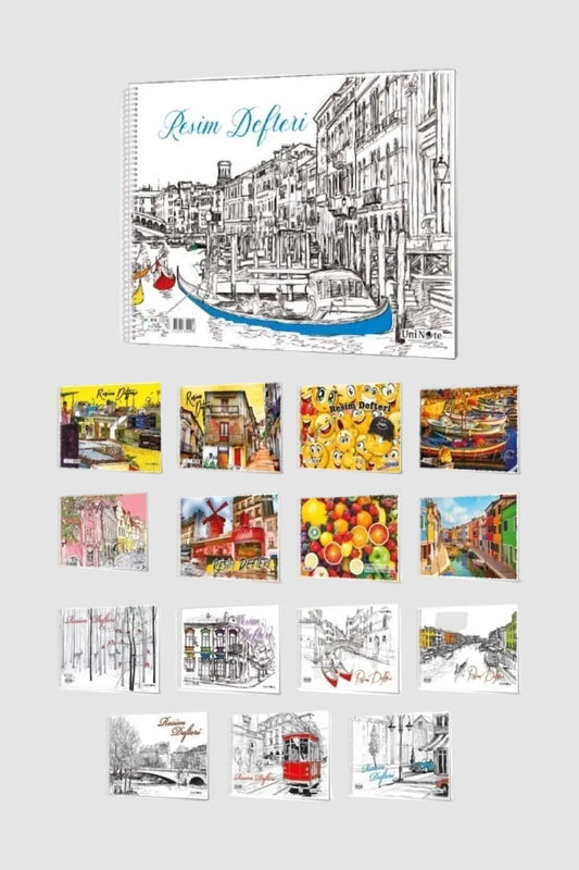 15 Yaprak Resim Defteri Orta Boy Spiralli 23 X 35 cm - Karton Kapak