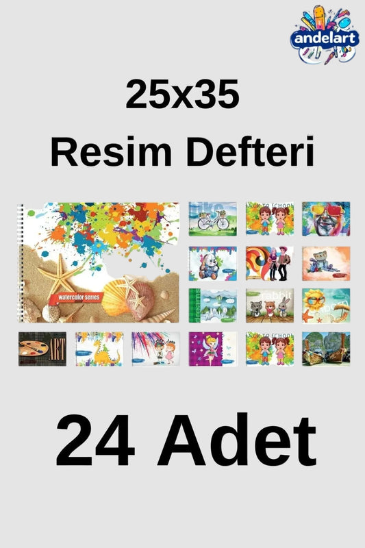 Resim Defteri Spiralli Karton Kapak 15 Yaprak 25x35 cm 24 Adet
