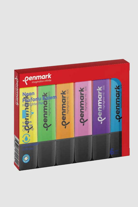 Penmark Fosforlu Kalem 6'lı Karışık Renk Neon - Dev Set